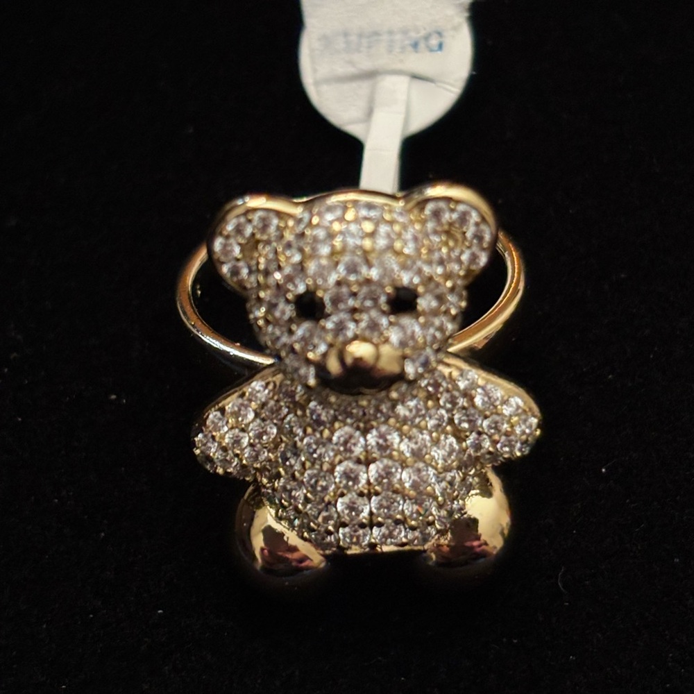 14K Gold Plated Teddy Bear Ring Sz 8